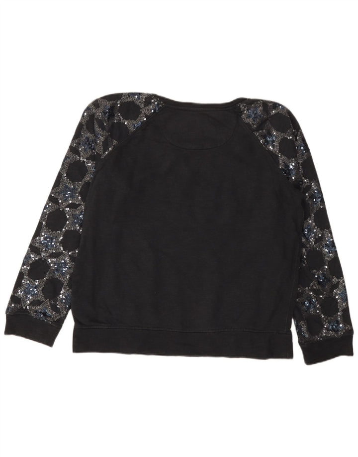 Damski sweter z grafiką SUPERDRY, UK 16, duży, czarny, bawełniany