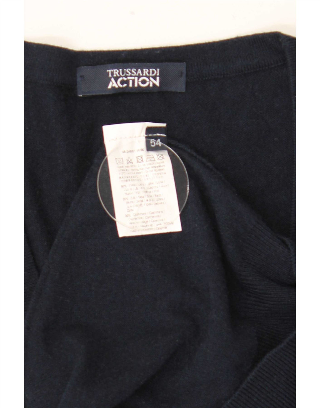 Sweter męski Trussardi IT 54 XL, granatowy, wełniany