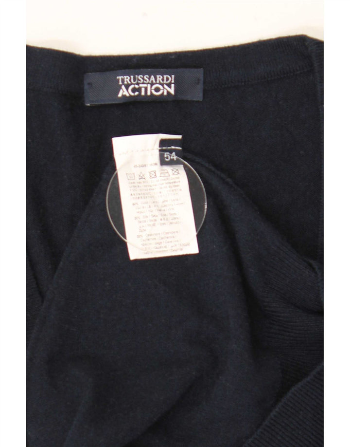 Sweter męski Trussardi IT 54 XL, granatowy, wełniany