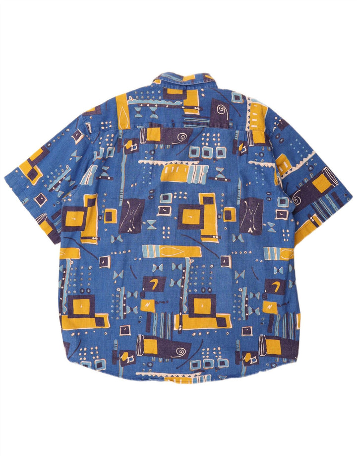 Koszula męska z krótkim rękawem w stylu vintage 2XL Niebieski patchwork
