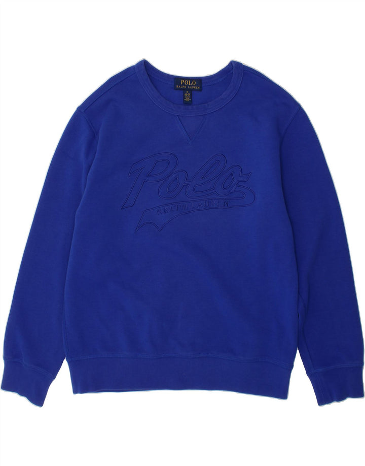 POLO RALPH LAUREN Boys Graphic Sweatshirt Jumper 10-11 Years Medium Blue Vintage Polo Ralph Lauren and Second-Hand Polo Ralph Lauren from Messina Hembry 