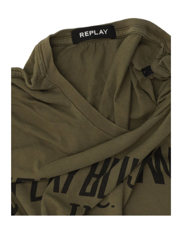Męski T-shirt z grafiką REPLAY, duży, khaki