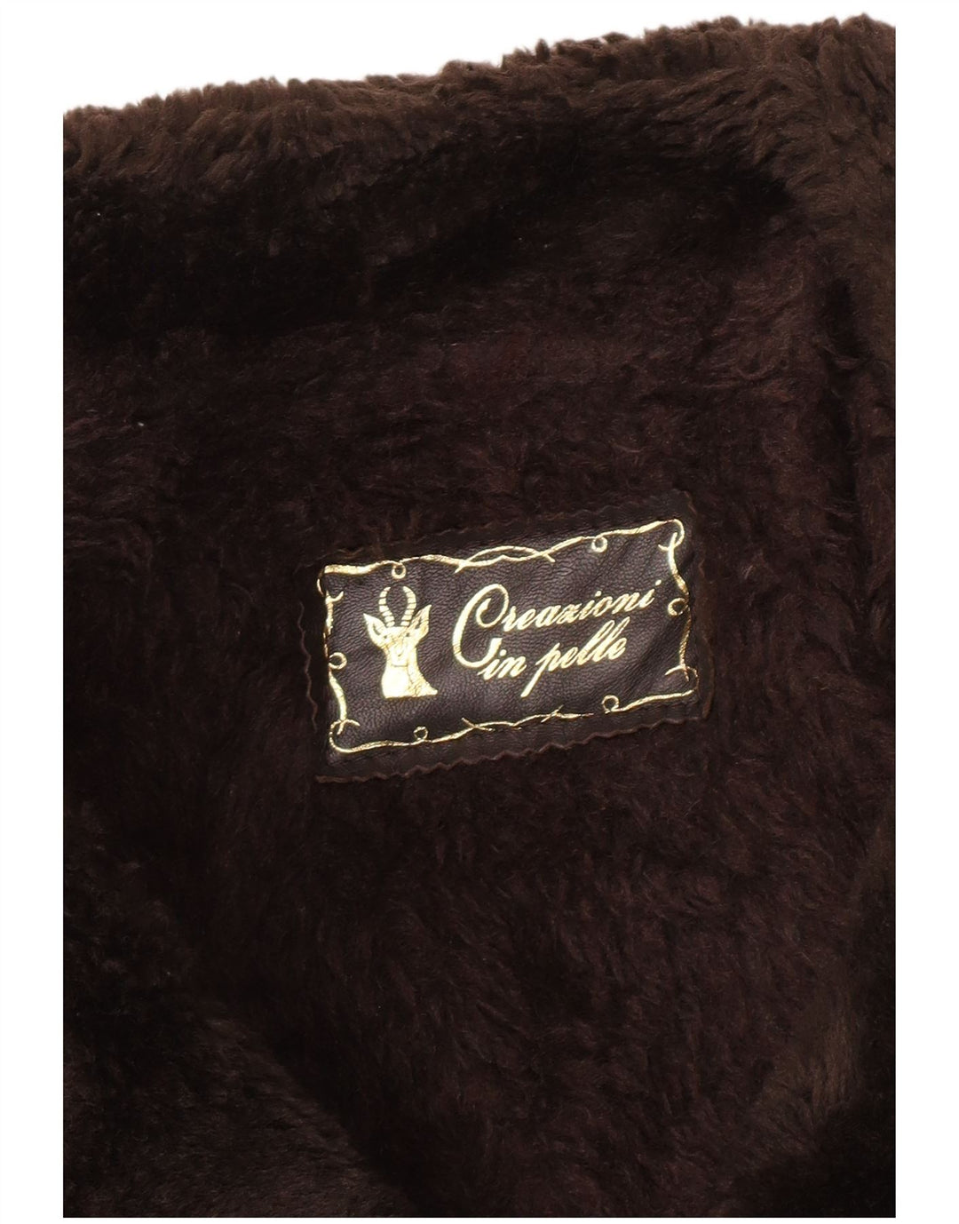 Vintage męski płaszcz z owczej skóry, dwurzędowy UK 36, mała brązowa skóra