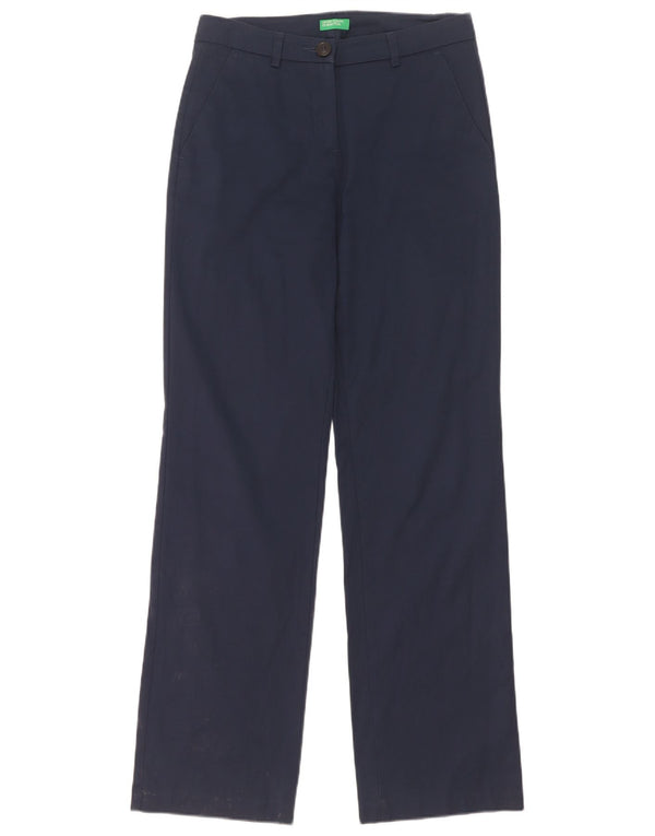Spodnie damskie Benetton Straight Chino UK 8 Small W28 L31 Granatowa bawełna