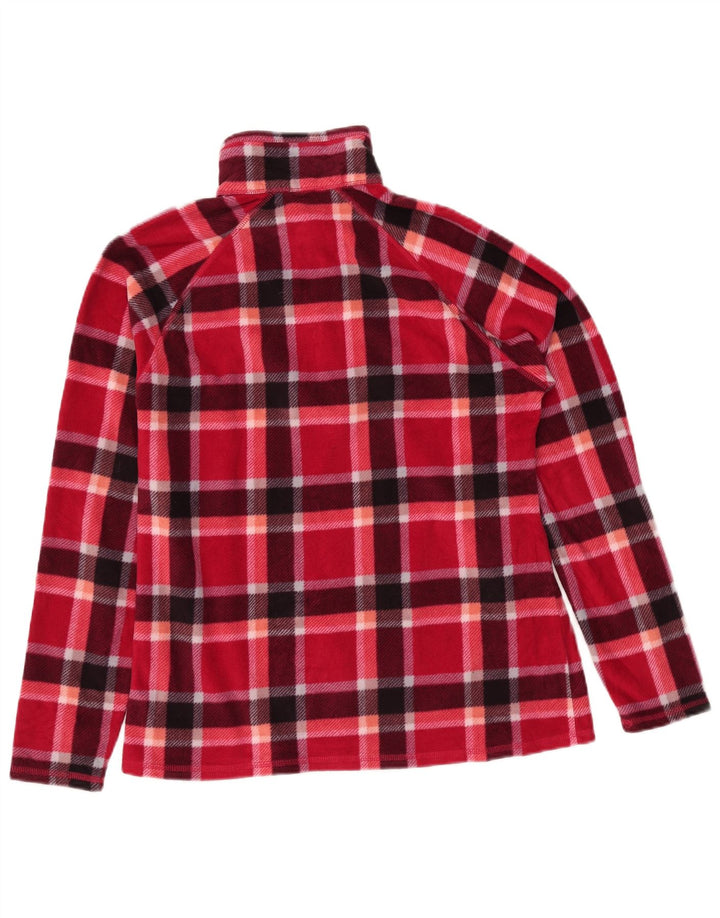 Damski sweter polarowy Eddie Bauer z zamkiem błyskawicznym UK 14, poliester w czerwoną kratę