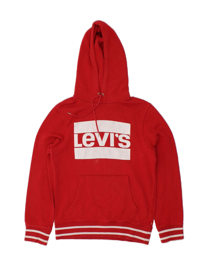 LEVI'S Mens Graphic Hoodie Jumper Small Red Vintage Levi's and Second-Hand Levi's from Messina Hembry 