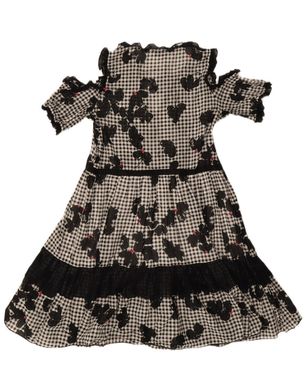 Liu Jo Womens Tiered Dress IT 42 Medium Black Gingham Cotton