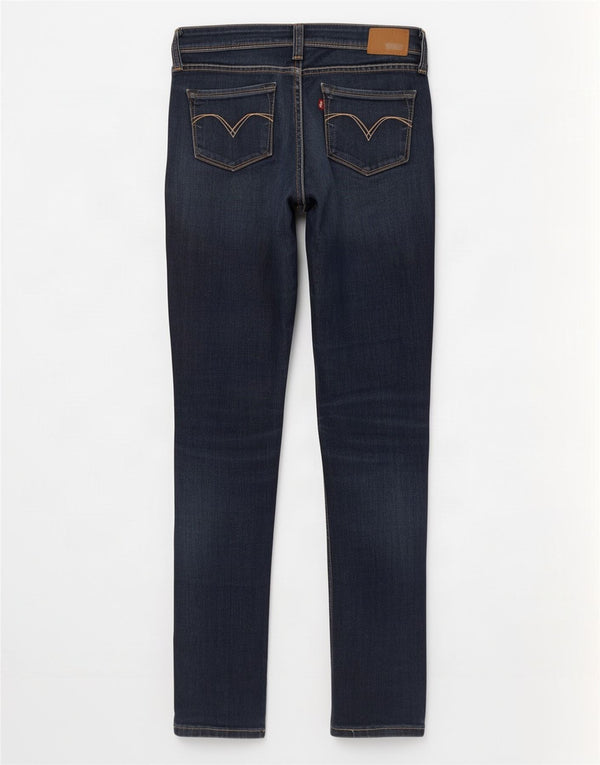 Damskie dżinsy rurki Levi's Demi Curve z niską talią W26 L32 Niebieska bawełna