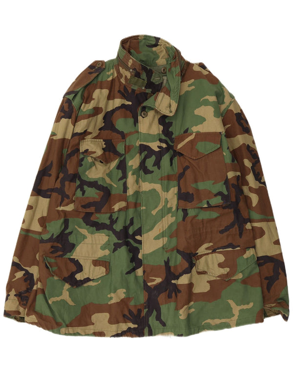 Vintage męska kurtka wojskowa UK 42 XL, zielona bawełna w kamuflażu