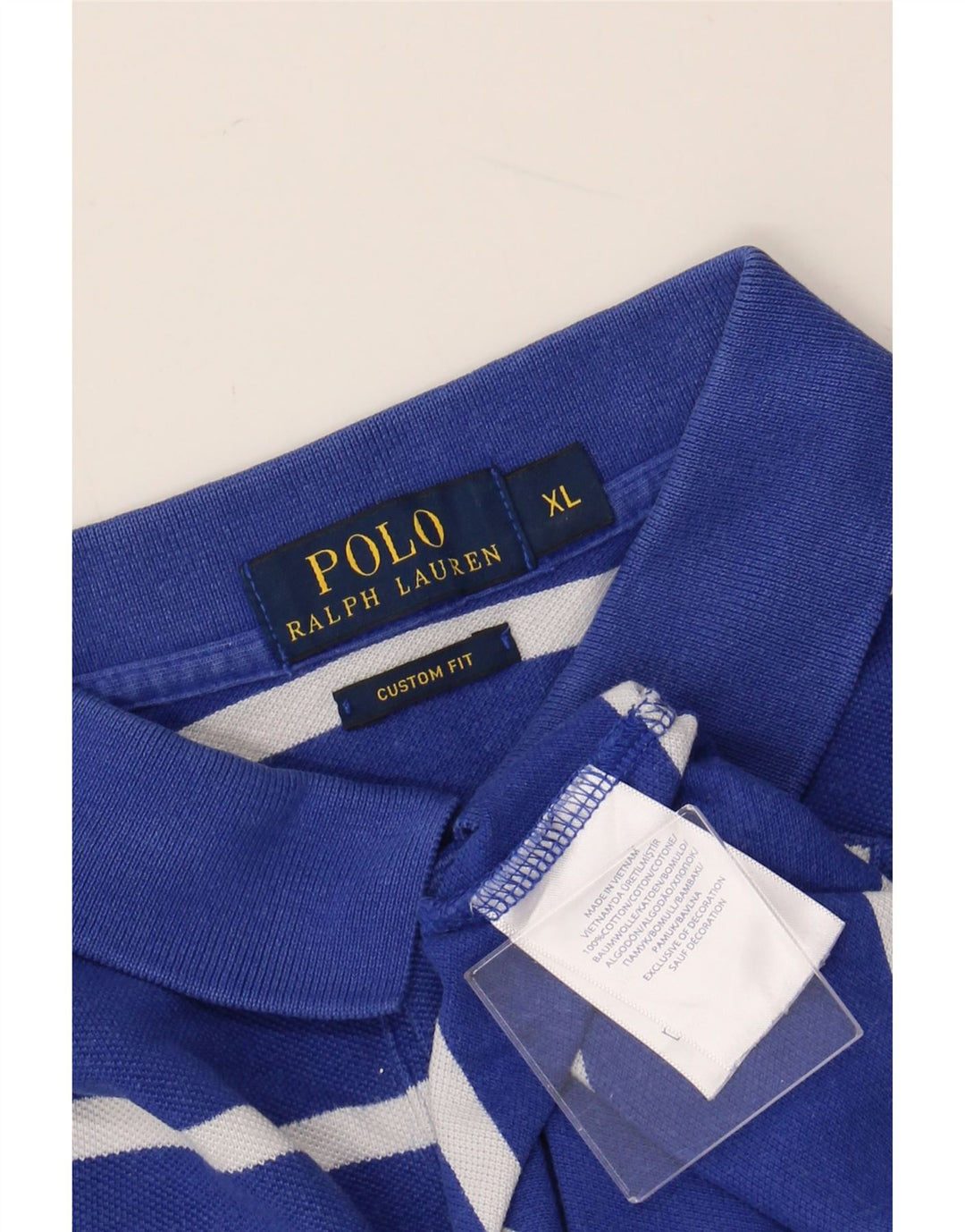 POLO RALPH LAUREN Męska koszulka polo o dopasowanym kroju XL, bawełniana w niebieskie paski