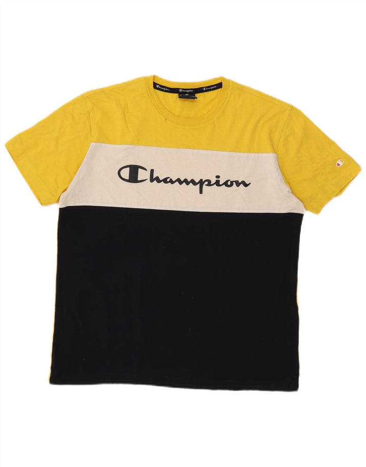 Męski T-shirt Champion z grafiką Top, średni czarny, blok kolorów