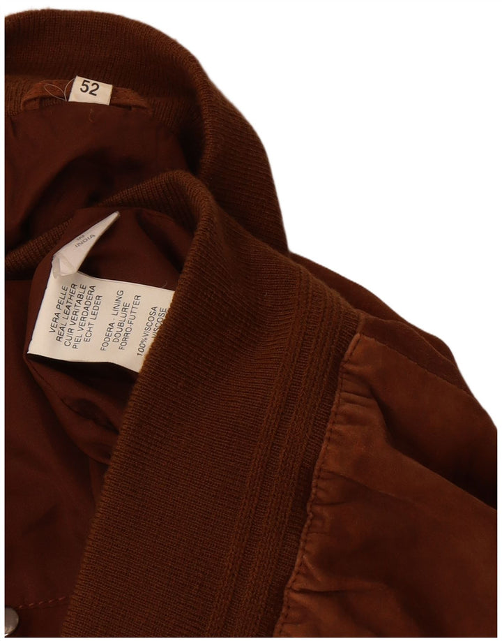 Vintage męska zamszowa kurtka bomber EU 52 XL brązowa skóra