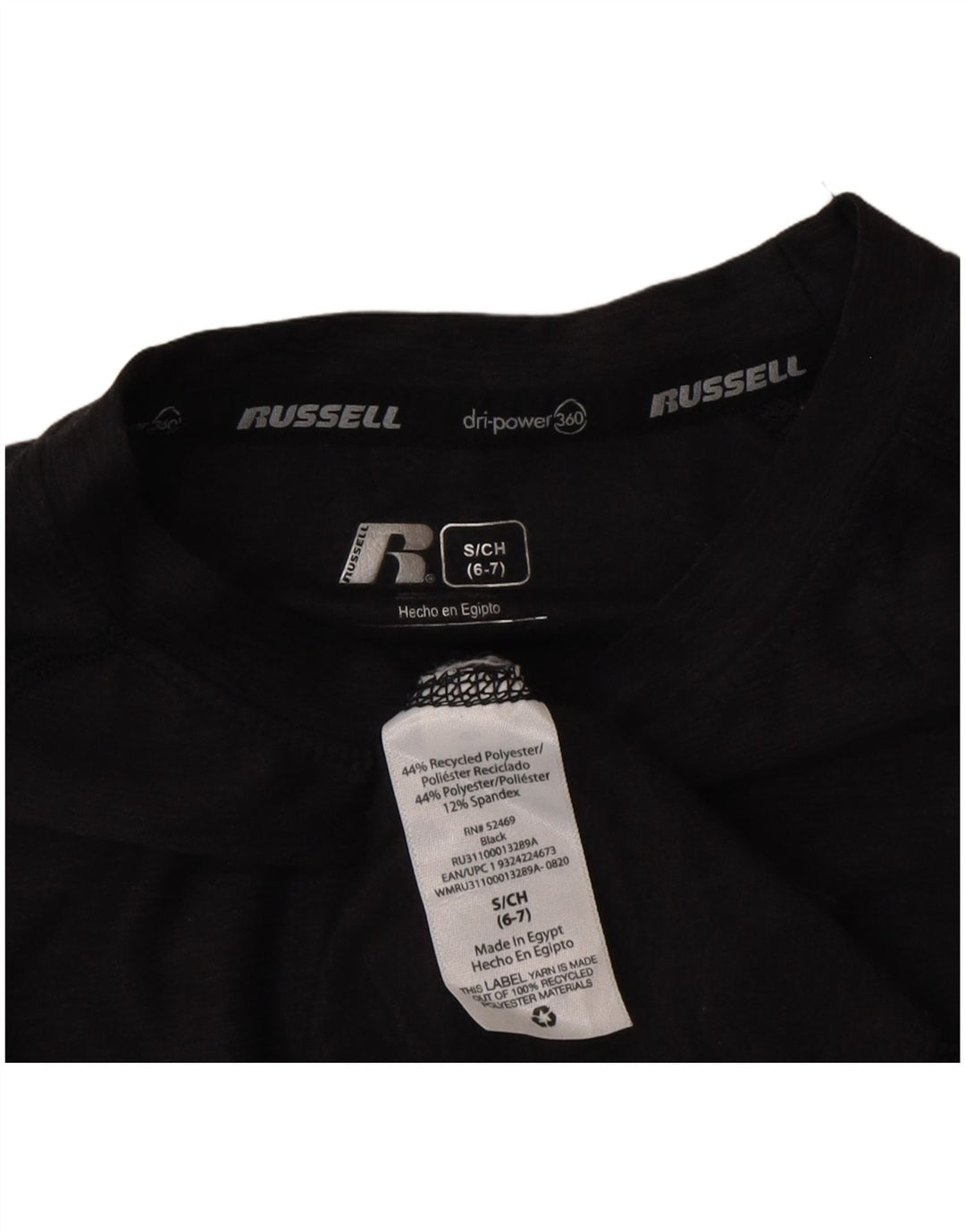 Chłopięca koszulka Russell Athletic Dri-Power z długim rękawem, 6-7 lat, mała, czarna