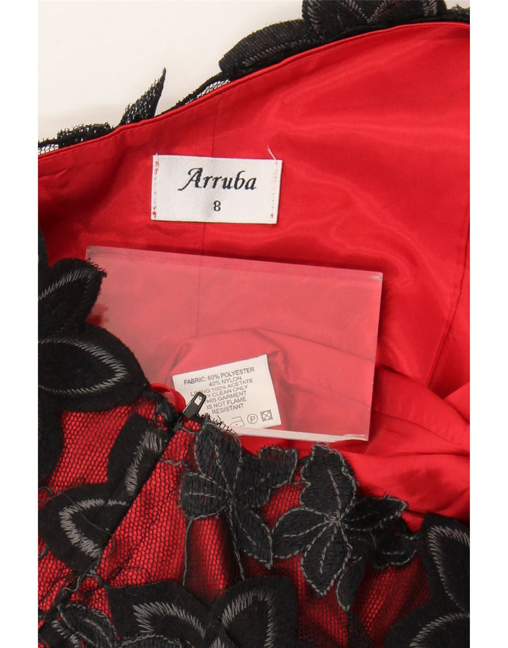 Damski top z krótkim rękawem Arruba UK 8, mały, czerwony, w kwiaty, poliester