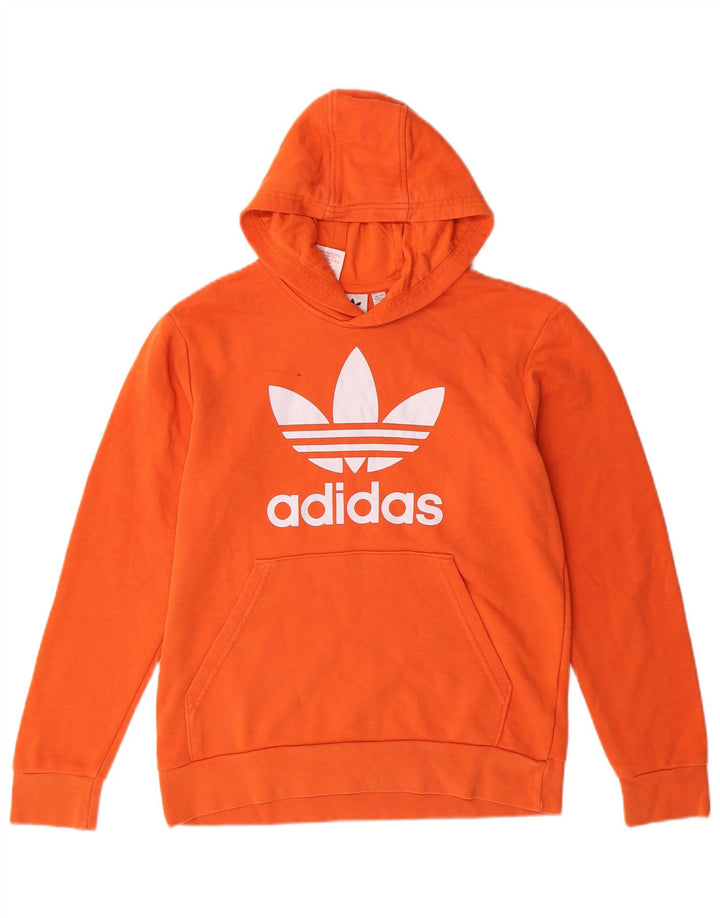 Chłopięcy sweter z kapturem ADIDAS z grafiką, 12-13 lat, pomarańczowy, bawełniany