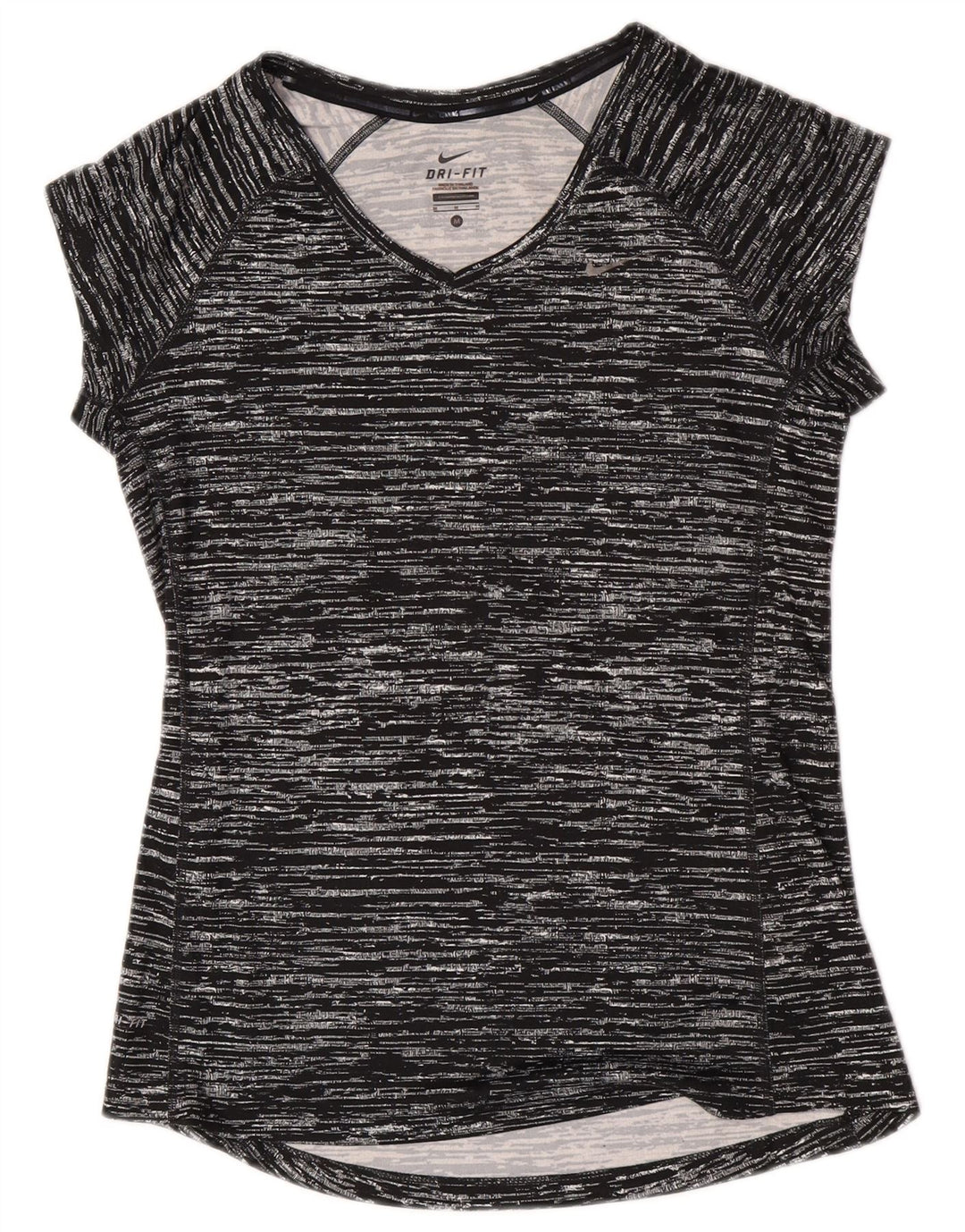 Damska koszulka Nike Dri Fit Top UK 12, średni czarny poliester w cętki