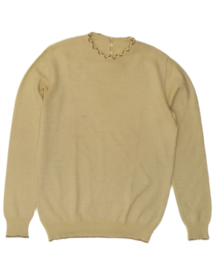 VINTAGE Womens Crew Neck Jumper Sweater UK 14 Medium Off White