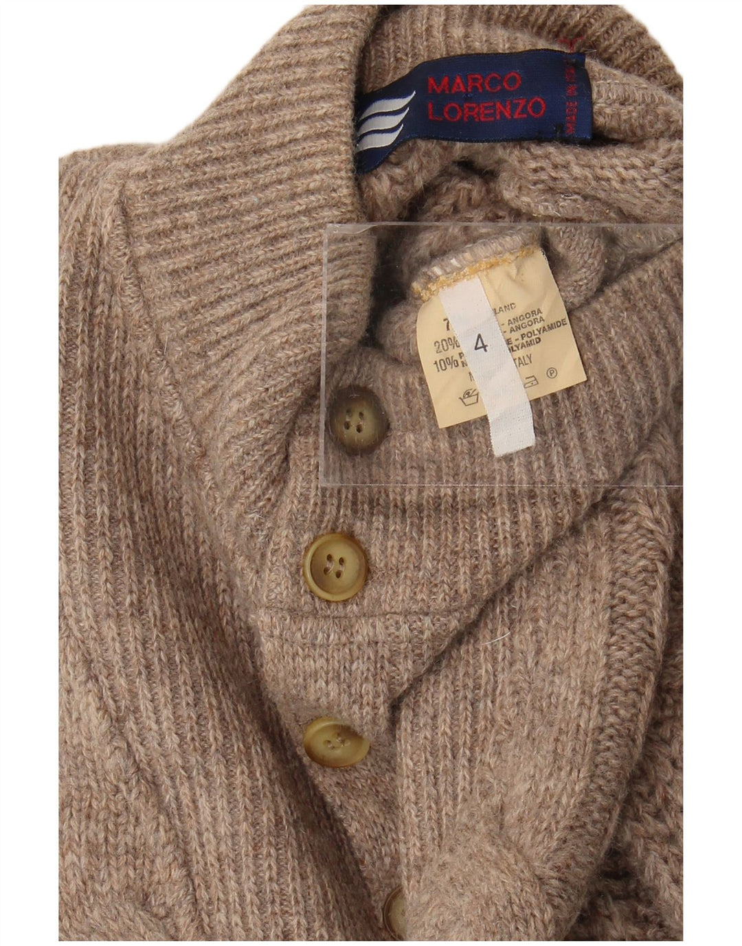 Vintage męski sweter zapinany na guziki, XL, brązowa wełna