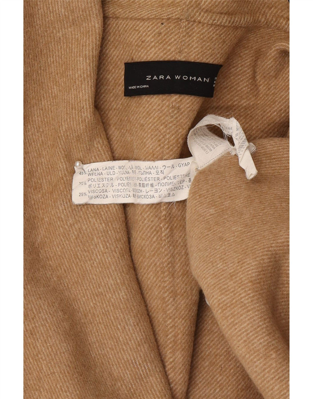 Damski płaszcz oversize Zara UK 14 Średni beż wełniany