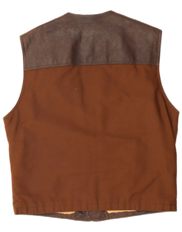 Męska kamizelka skórzana VINTAGE duża brązowa