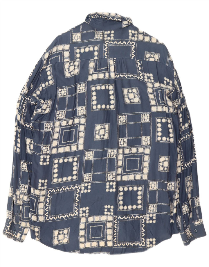 Koszula męska VINTAGE, duża, granatowa, geometryczna