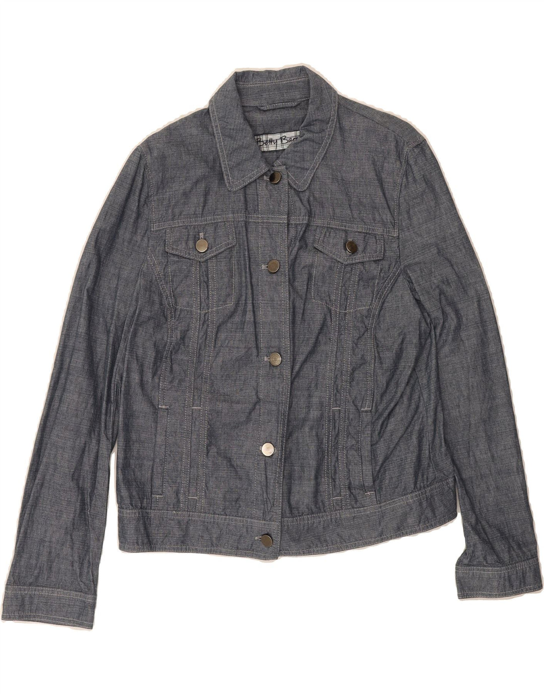 BETTY BARCLAY Womens Bomber Jacket IT 42 Medium Blue Cotton Vintage Betty Barclay and Second-Hand Betty Barclay from Messina Hembry 