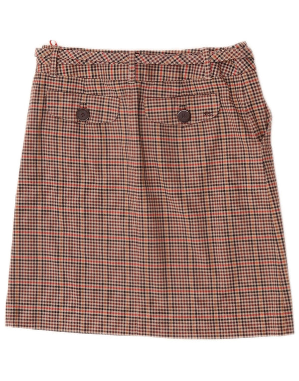 Damska mini spódniczka Ben Sherman mała W27 brązowa bawełniana krata
