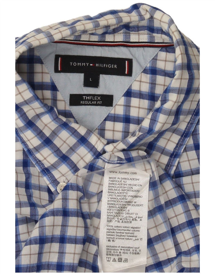 Męska koszula o regularnym kroju Tommy Hilfiger, duża, niebieska bawełniana krata