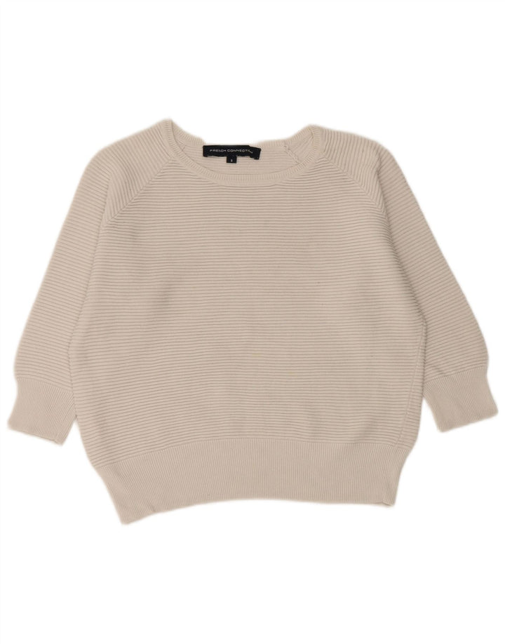 FRENCH CONNECTION Damski sweter z dekoltem w łódkę UK 10, mały, biały