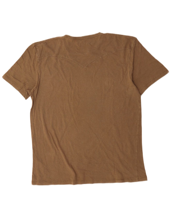 Męski T-shirt z grafiką Levi's, top XL, brązowa bawełna