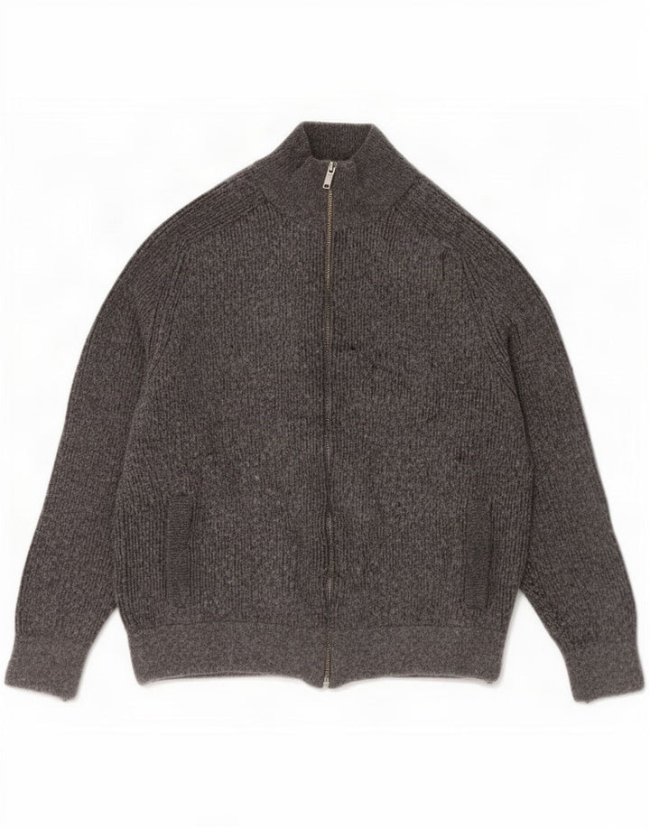 Marks & Spencer Damski sweter rozpinany UK 14, średnioszary, bawełniany