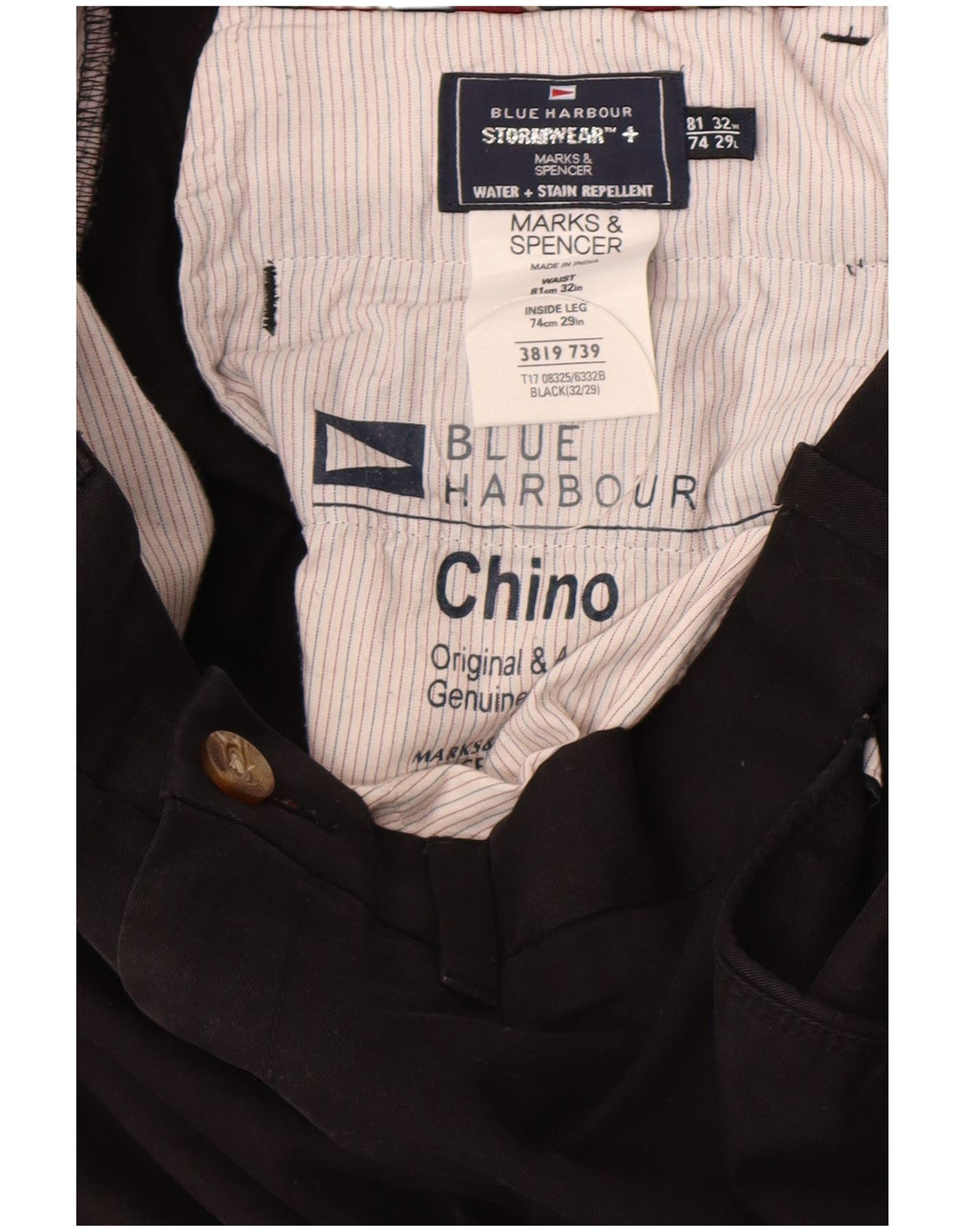 Męskie spodnie chino Marks & Spencer Blue Harbor Straight W32 L29 czarne
