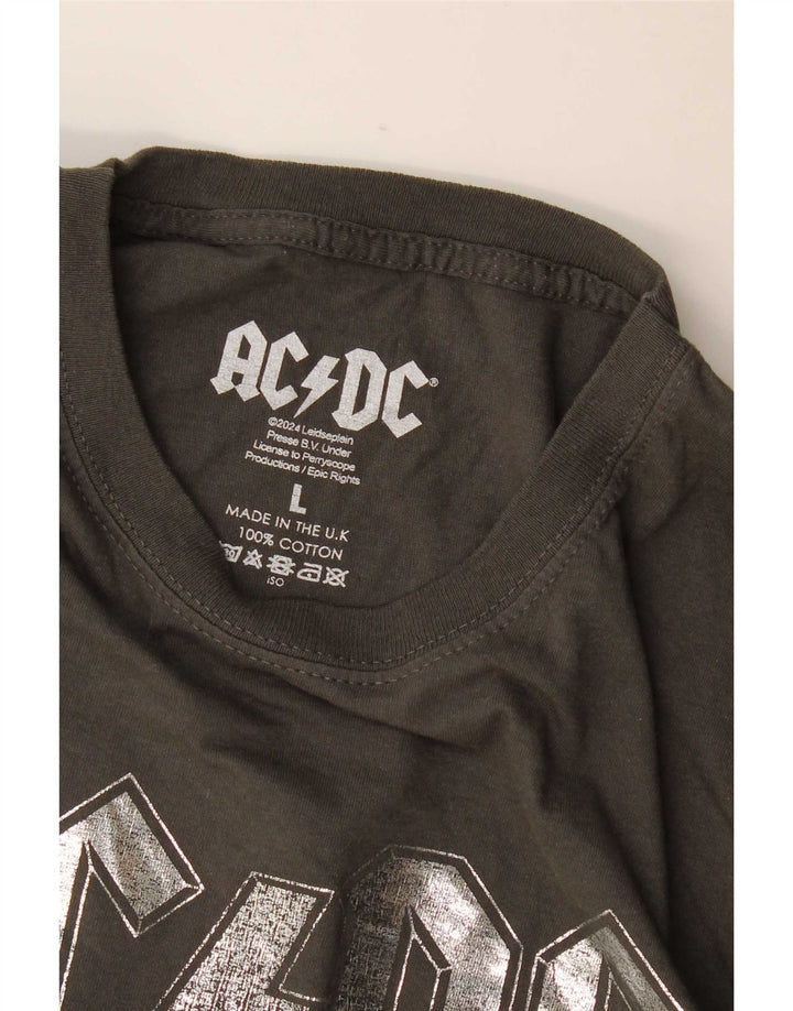 Męska koszulka z grafiką AC/DC, duża, szara, bawełniana opaska