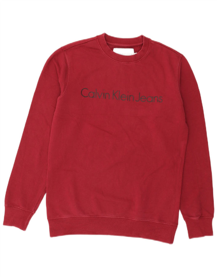 Męska bluza z grafiką Calvin Klein Jeans, mała, czerwona, bawełniana