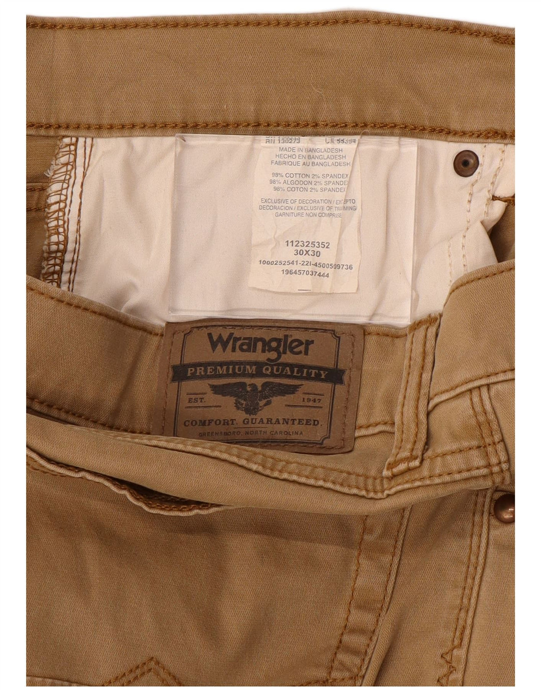 Męskie proste spodnie codzienne Wrangler W30 L30 Brązowa bawełna