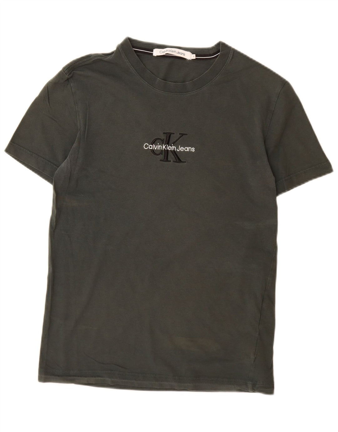 CALVIN KLEIN JEANS Męski T-shirt z grafiką, mały, bawełniany khaki