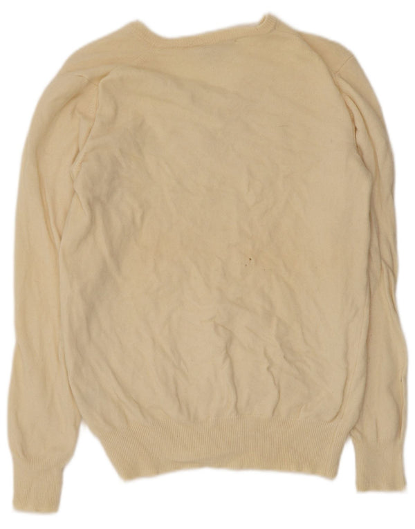 Sweter damski w stylu vintage z dekoltem w szpic IT 50 XL, beżowa wełna
