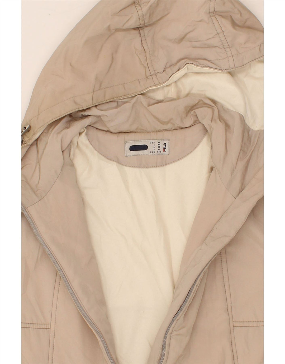 FILA Womens Hooded Windbreaker Jacket UK 14 Medium Grey Vintage Fila and Second-Hand Fila from Messina Hembry 