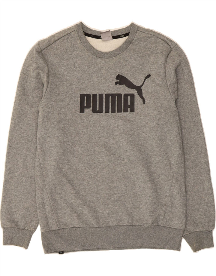 PUMA Mens Graphic Sweatshirt Jumper Medium Grey Cotton Vintage Puma and Second-Hand Puma from Messina Hembry 