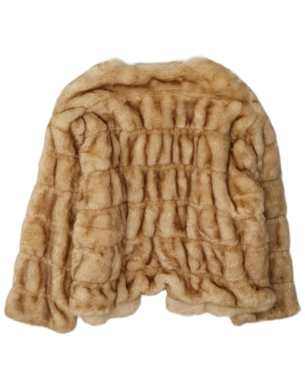 Zara Womens Faux Fur Jacket UK 14 Medium Beige Acrylic