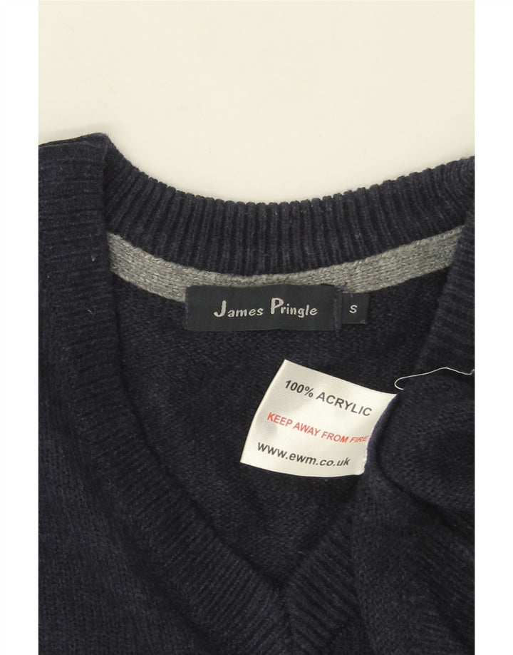 Sweter męski James Pringle z dekoltem w szpic, mały, granatowy, akrylowy