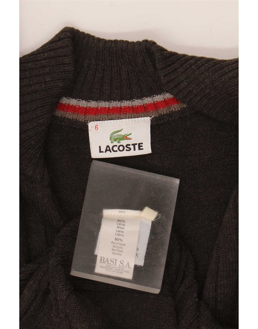 Lacoste Męski sweter rozpinany Rozmiar 6 XL Brązowa wełna