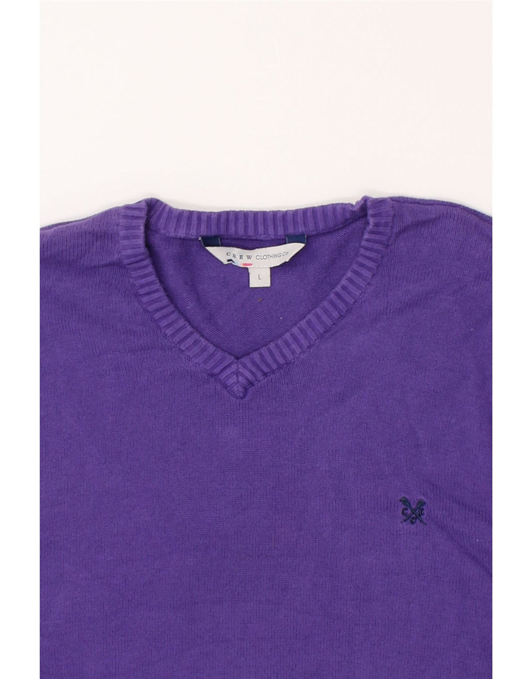 CREW CLOTHING Mens V-Neck Jumper Sweater Large Purple Vintage Crew Clothing and Second-Hand Crew Clothing from Messina Hembry 