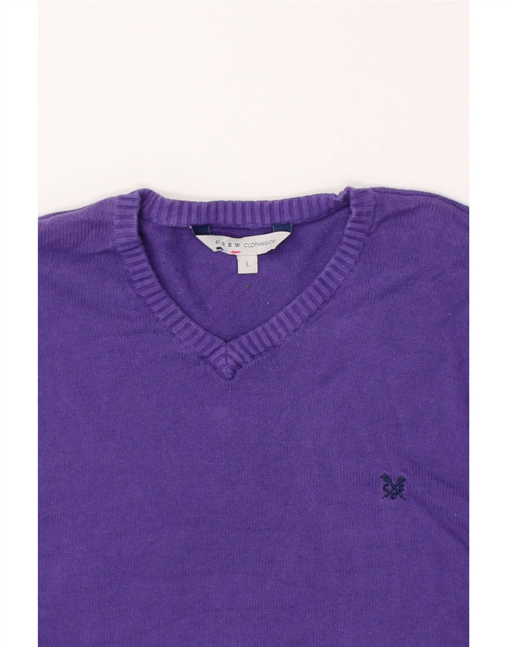 CREW CLOTHING Mens V-Neck Jumper Sweater Large Purple Vintage Crew Clothing and Second-Hand Crew Clothing from Messina Hembry 