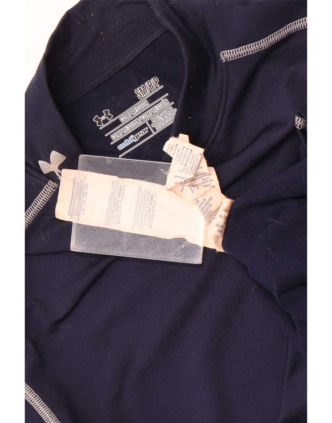 Męski top z grafiką Under Armour Cold Gear z długim rękawem i małymi granatowymi paskami