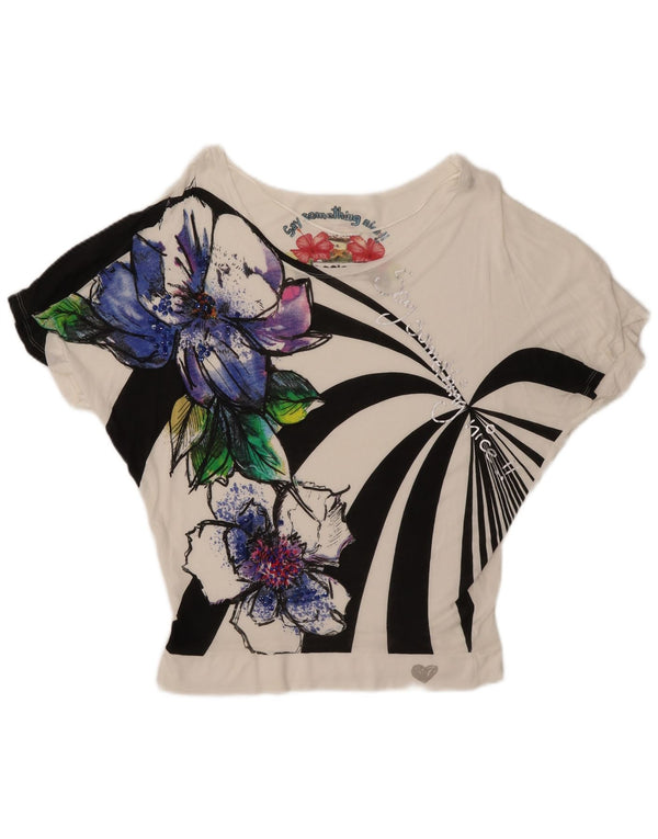 Desigual damska bluzka Batwing Top UK 10 Small White Floral