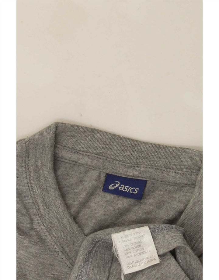 Męska koszulka z grafiką Asics, średnia, szara, bawełniana nakrapiana