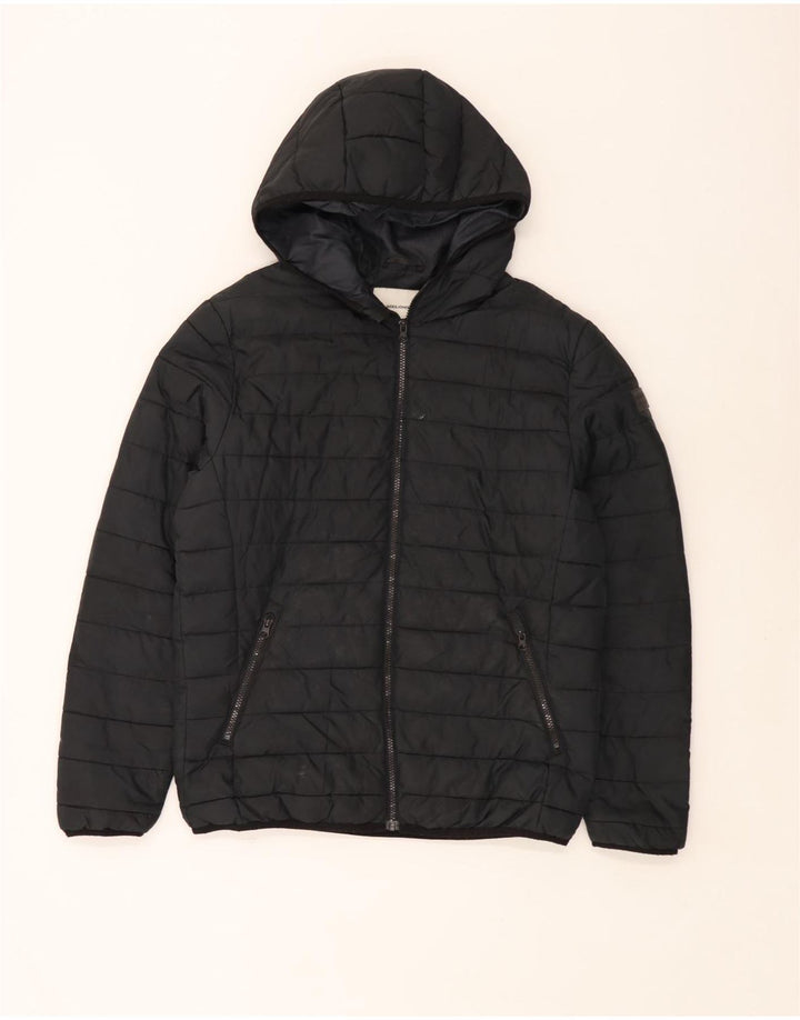 Męska ocieplana kurtka z kapturem Jack & Jones UK 40, duża, czarna, poliester