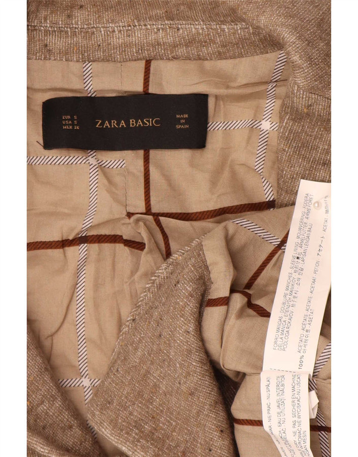 Damska marynarka Zara zapinana na 1 guzik UK 10 Small Brown Flecked Acetat