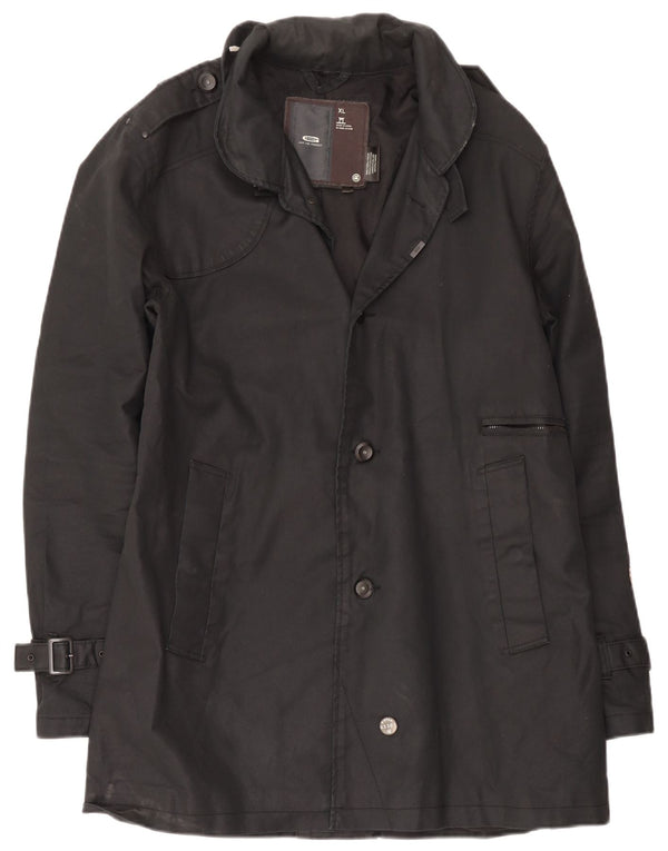 G-Star Mens Trench Coat UK 42 XL Black Cotton